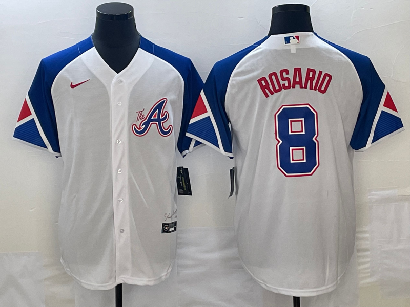 Men's Atlanta Braves Eddie Rosario #8 White 2023 City Connect Jersey